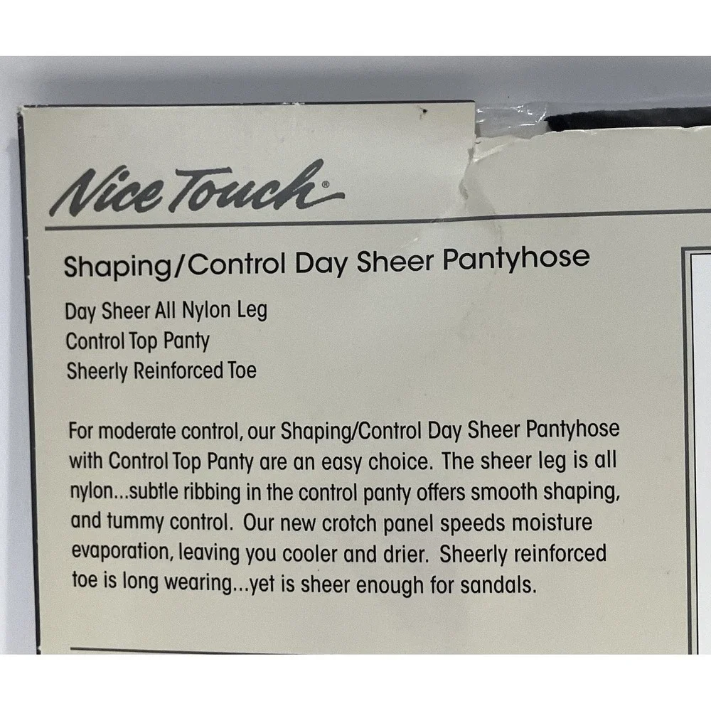 Vintage Sears Nice Touch Day Sheer Hug-alon Pantyhose Off Black Size E Sandal